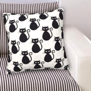 Black Cats Pillow Cover 18" Square Throw Pillows Ivory Cat Lady Lovers Gift New